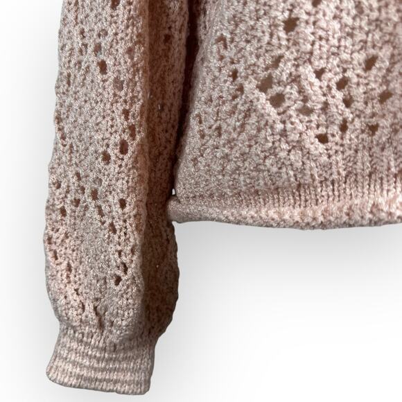 Forever 21 Pastel Pink Open Knit Sweater Small - Picture 4 of 7